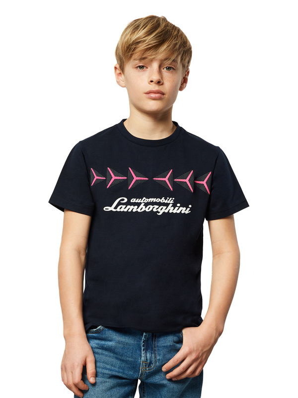 海军蓝儿童Y字图案T恤 - Lamborghini Store