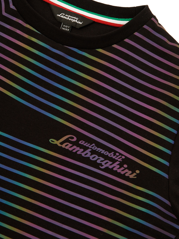 黑色儿童反光细节T恤 - Lamborghini Store