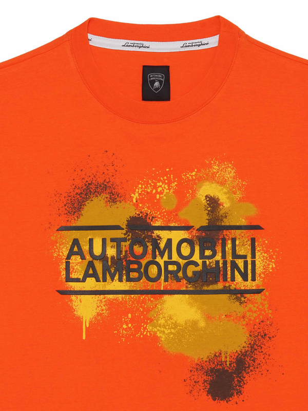 T-SHIRT AUTOMOBILI LAMBORGHINI  EFFETTO SPRAY - ARANCIO - Lamborghini Store