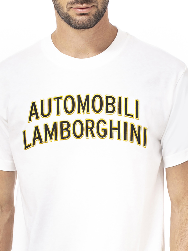 T-SHIRT LOOSE FIT MIT STICKEREI AUTOMOBILI LAMBORGHINI WEISS - Lamborghini Store