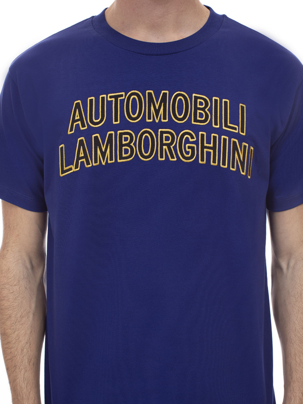 AUTOMOBILI LAMBORGHINI LOOSE FIT BLUE EMBROIDERED T-SHIRT - Lamborghini Store