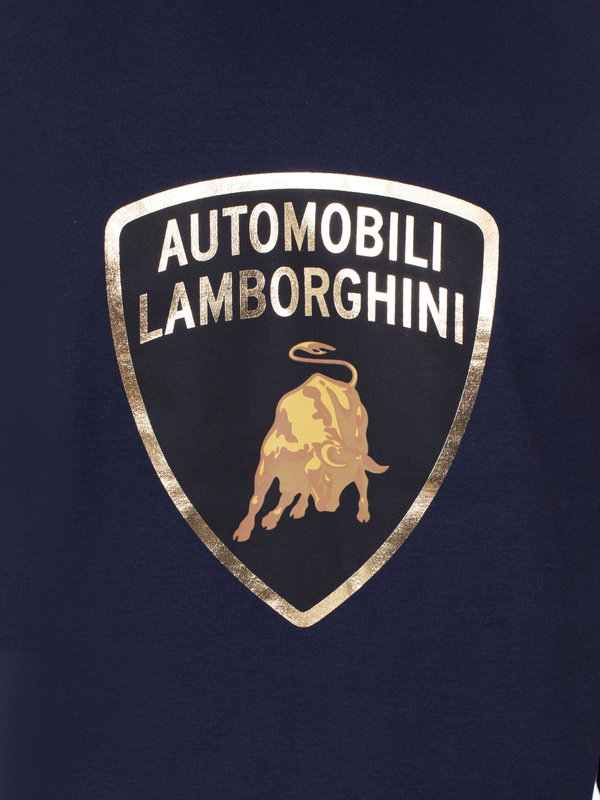 SWEAT-SHIRT RAS DU COU AUTOMOBILI LAMBORGHINI BLEU ÉCUSSON EN LAMÉ - Lamborghini Store