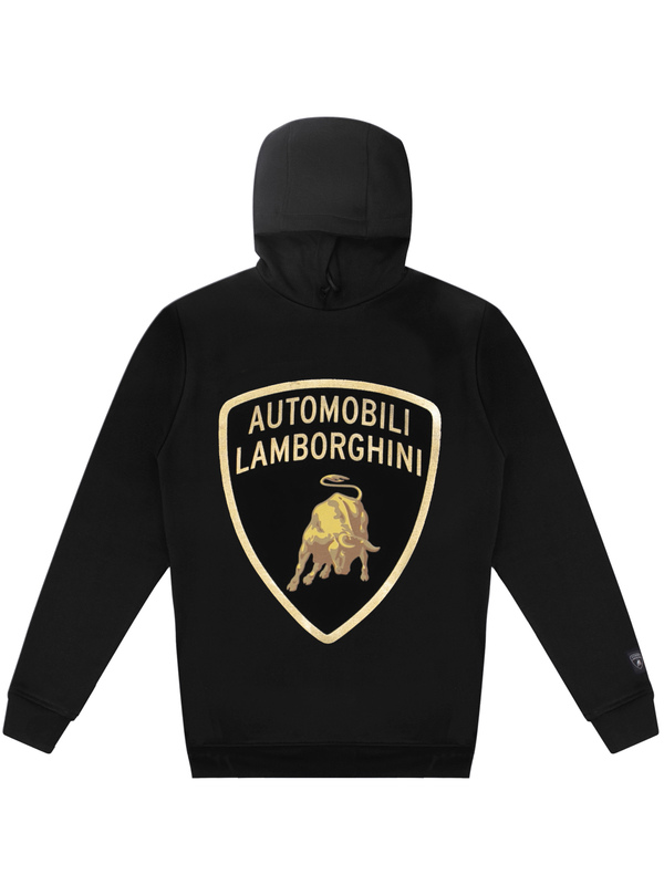 HOODIE AUTOMOBILI LAMBORGHINI SCHWARZ MIT LAMINIERTEM WAPPEN - Lamborghini Store