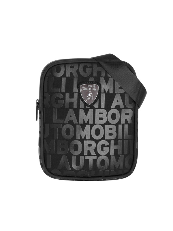 AUTOMOBILI LAMBORGHINI MESSENGER BAG WITH ALL OVER PRINT - BLACK - Lamborghini Store