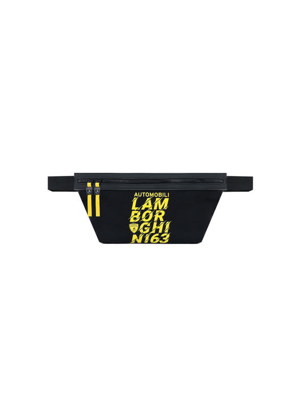 AUTOMOBILI LAMBORGHINI BLACK BELT BAG WITH DECONSTRUCTED LOGO - Lamborghini Store