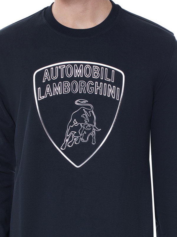 FELPA GIROCOLLO AUTOMOBILI LAMBORGHINI SCUDO 3D - BLU - Lamborghini Store