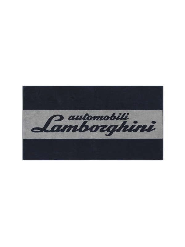 AUTOMOBILI LAMBORGHINI LOGO SCRIPT BEACH TOWEL - ACHELOUS BLUE - Lamborghini Store