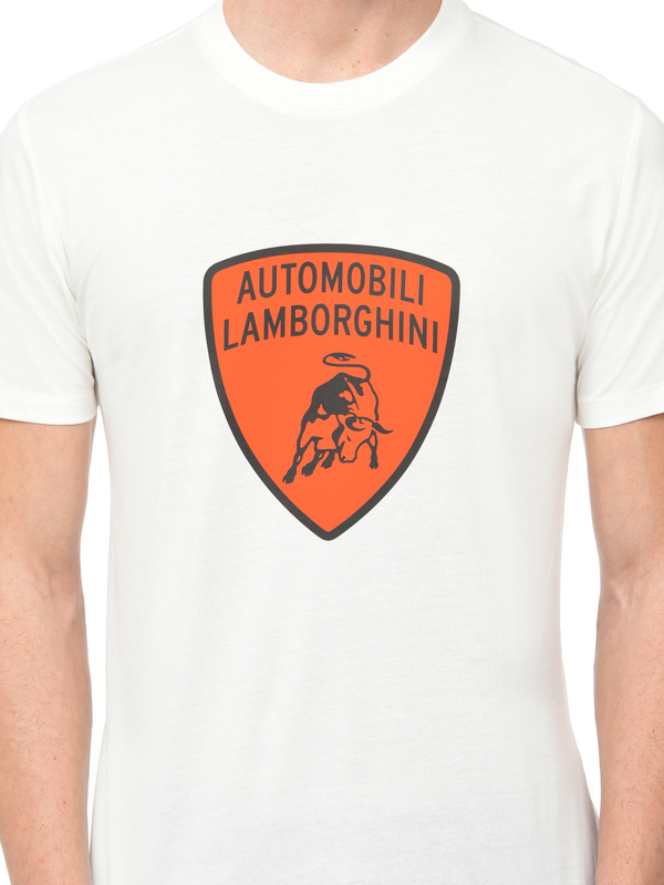 T-SHIRT AUTOMOBILI LAMBORGHINI BOUCLIER COLOR BLOCK - BLANC ISI - Lamborghini Store