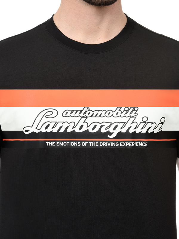 T-SHIRT AUTOMOBILI LAMBORGHINI COLOR BLOCK LOGOSCRIPT - NOIR PEGASO - Lamborghini Store
