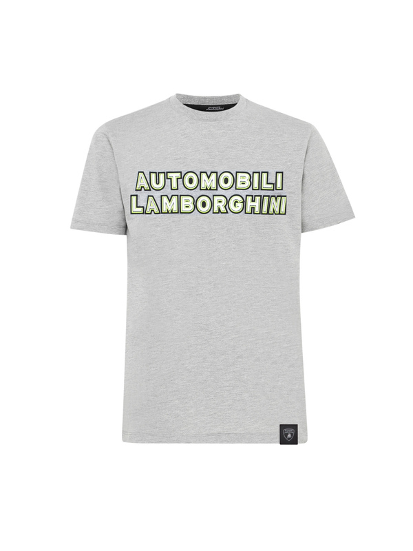 AUTOMOBILI LAMBORGHINI T-SHIRT WITH REFLECTIVE LOGO - MOTTLED GREY LOOSE FIT - Lamborghini Store