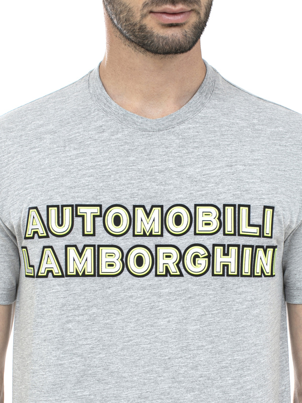 T-SHIRT AUTOMOBILI LAMBORGHINI REFLECTIVE LOGO - MELANGEGRAU LOOSE FIT - Lamborghini Store