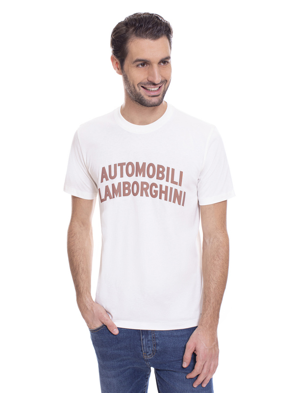 AUTOMOBILI LAMBORGHINI T-SHIRT WITH MAXI LOGO - ISI WHITE - Lamborghini Store
