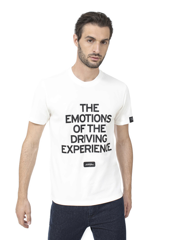 AUTOMOBILI LAMBORGHINI "THE EMOTION OF THE DRIVING EXPERIENCE" T-SHIRT - ISI WHITE - Lamborghini Store