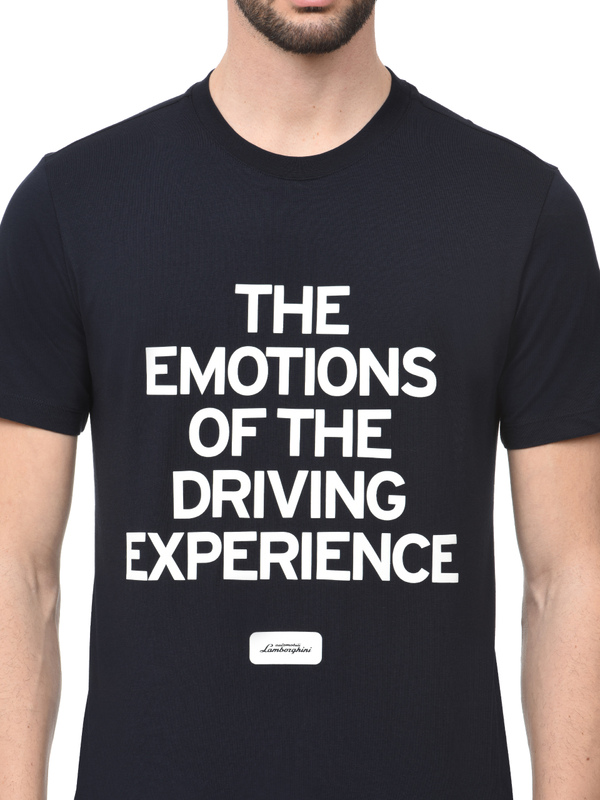 T-SHIRT AUTOMOBILI LAMBORGHINI "THE EMOTIONS OF THE DRIVING EXPERIENCE" - BLU ACHELOUS - Lamborghini Store