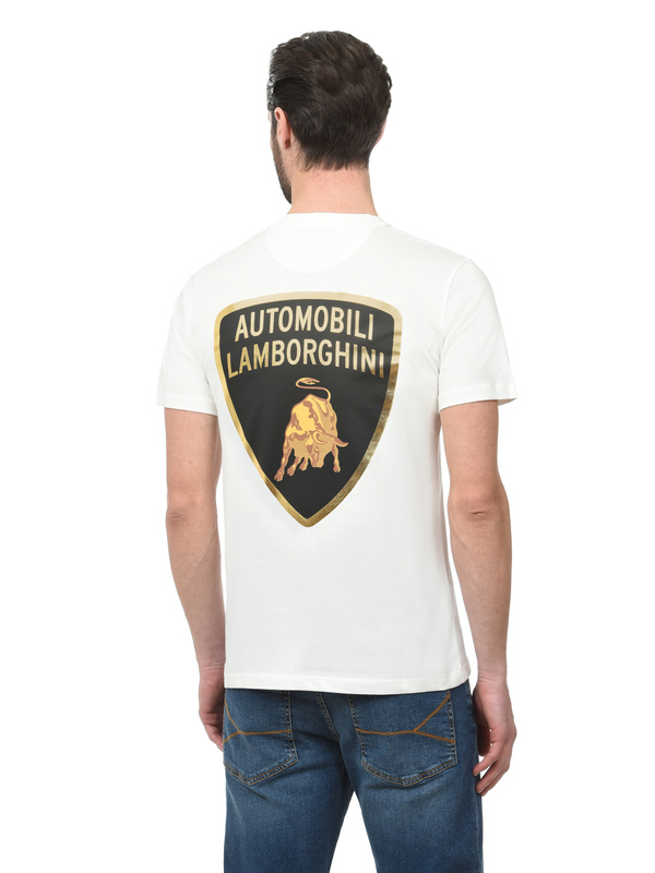 AUTOMOBILI LAMBORGHINI MAXI SHIELD T-SHIRT - ISI WHITE - Lamborghini Store