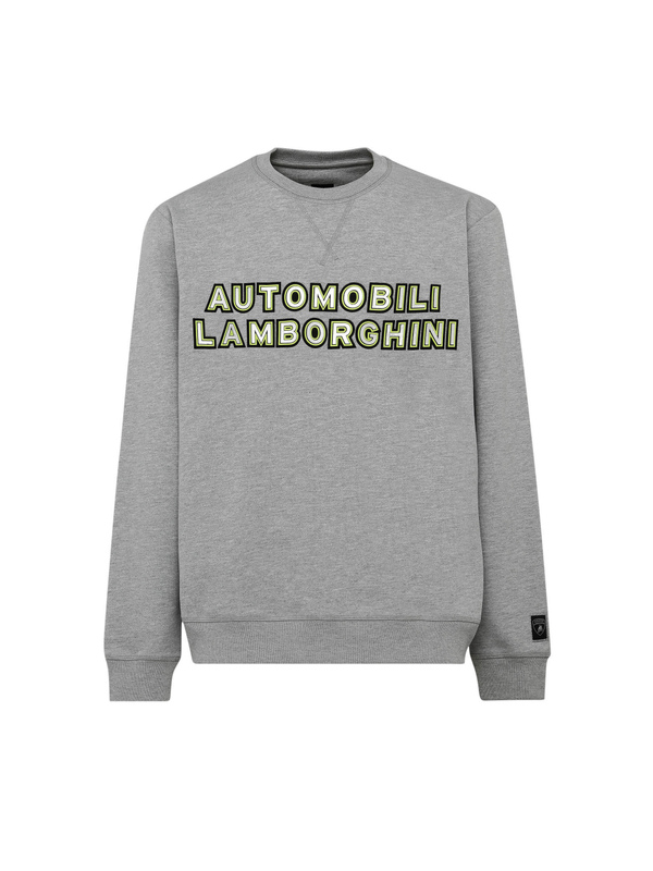 FELPA GIROCOLLO AUTOMOBILI LAMBORGHINI REFLECTIVE LOGO - GRIGIO MELANGE - Lamborghini Store