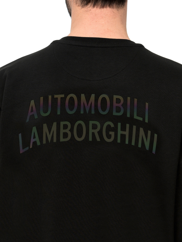 FELPA GIROCOLLO AUTOMOBILI LAMBORGHINI NERO PEGASO CON LOGHI RAINBOW - Lamborghini Store