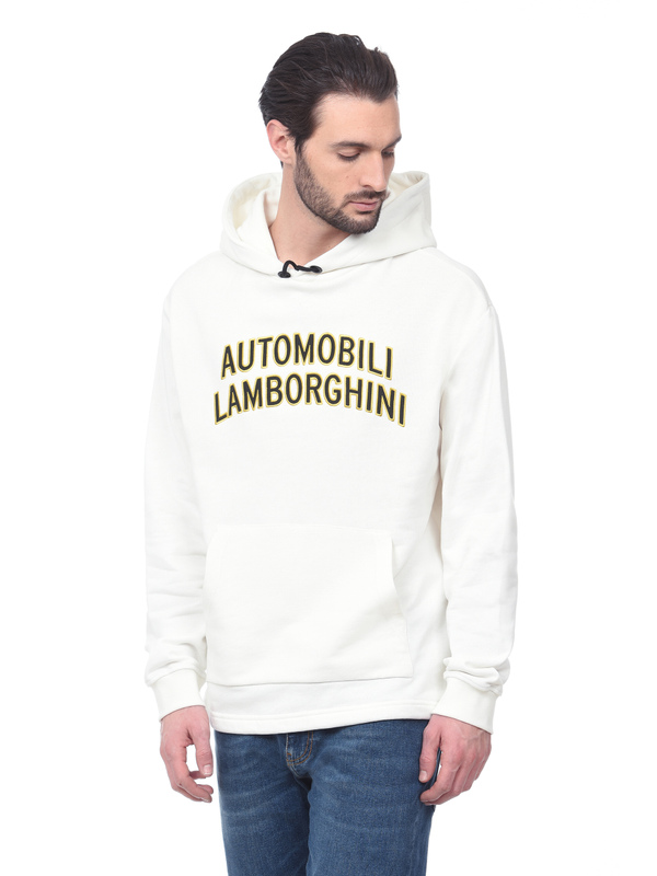 SWEAT-SHIRT HOODIE "LOOSE FIT" AUTOMOBILI LAMBORGHINI AVEC BRODERIE  - BLANC ISI - Lamborghini Store