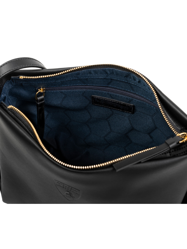 Embossed shield medium leather bag - Lamborghini Store