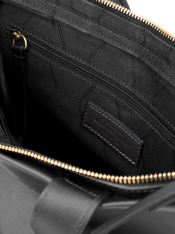 Embossed shield handles leather bag - Lamborghini Store