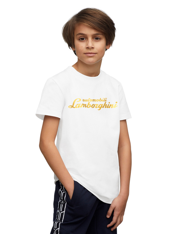 烫印标志字样的儿童T恤 - Lamborghini Store
