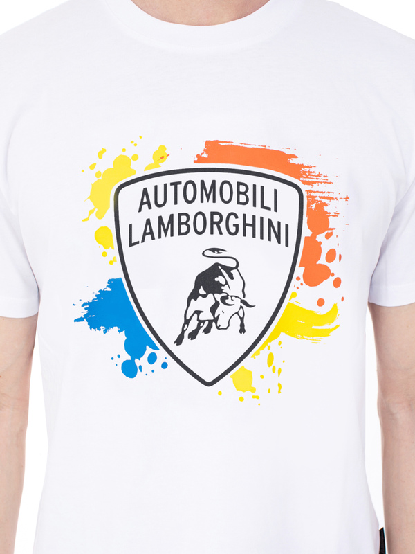 AUTOMOBILI LAMBORGHINI T-SHIRT MIT GEMALTEM WAPPEN - Lamborghini Store