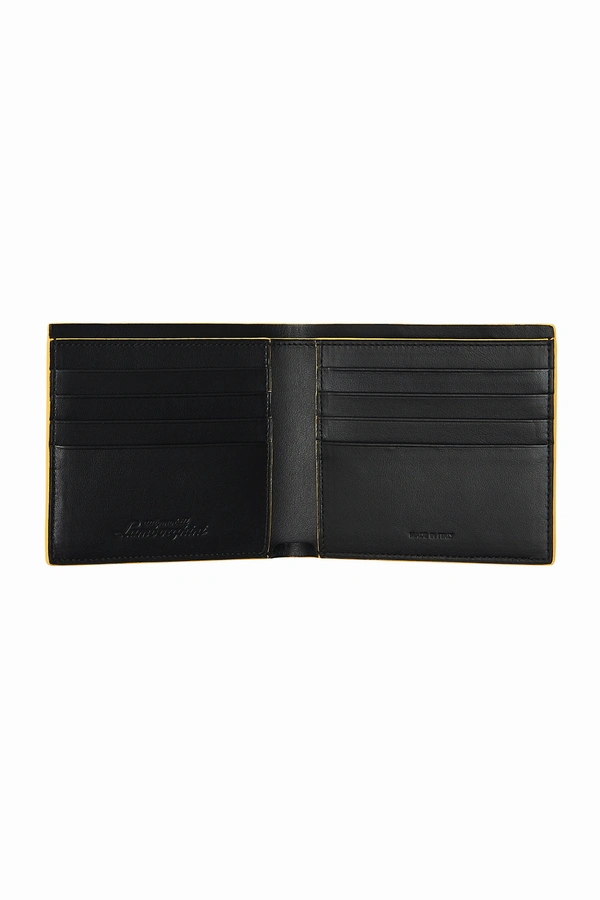 Leather wallet with contrasting yellow trim - Lamborghini Store