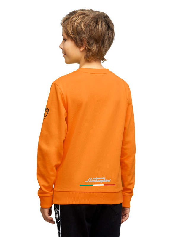 印有Y字的橙色儿童圆领卫衣 - Lamborghini Store