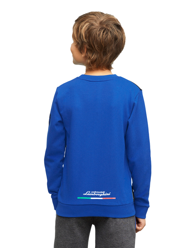 印有Y字的蓝色儿童圆领卫衣 - Lamborghini Store