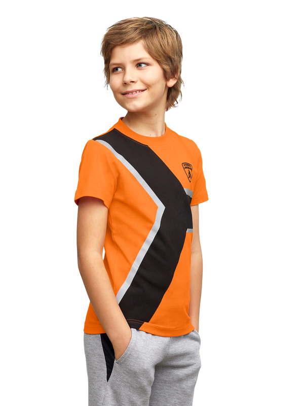 橙色儿童Y字印花T恤 - Lamborghini Store