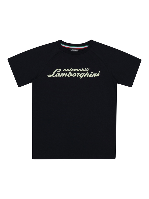 BOY’S T-SHIRT WITH GLOW-IN-THE-DARK SCRIPT LOGO - Lamborghini Store