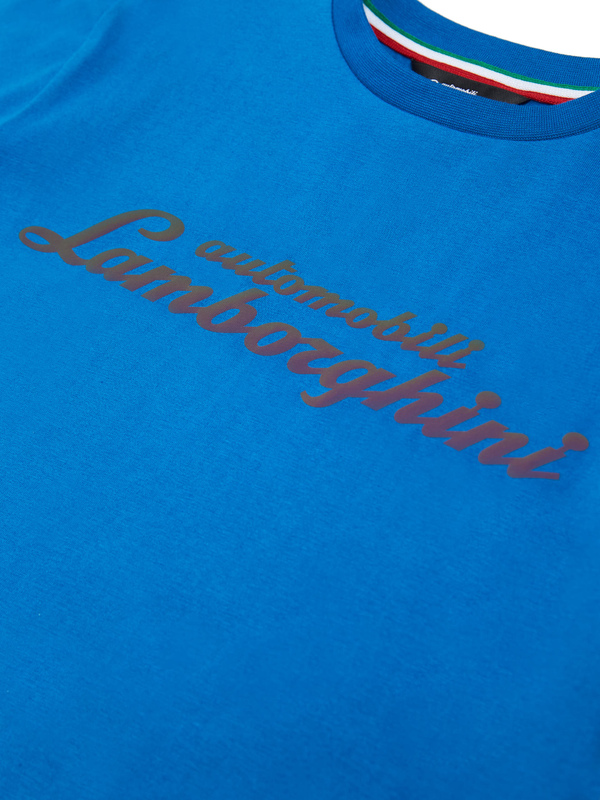 蓝色儿童彩虹效果标识字样T恤 - Lamborghini Store