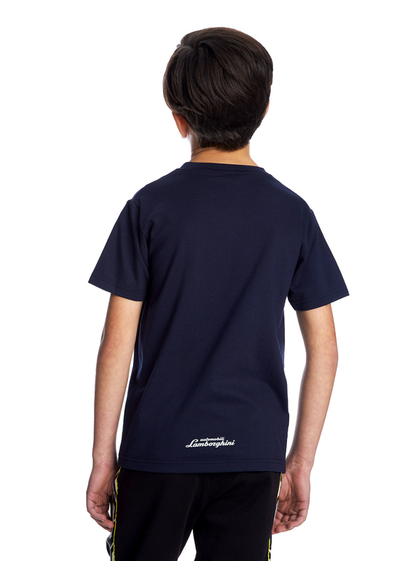 海军蓝儿童图案T恤 - Lamborghini Store