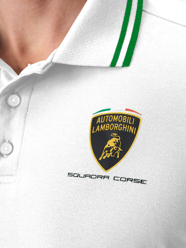 AUTOMOBILI LAMBORGHINI SQUADRA CORSE 旅行 Polo 衫 - 白色 - Lamborghini Store