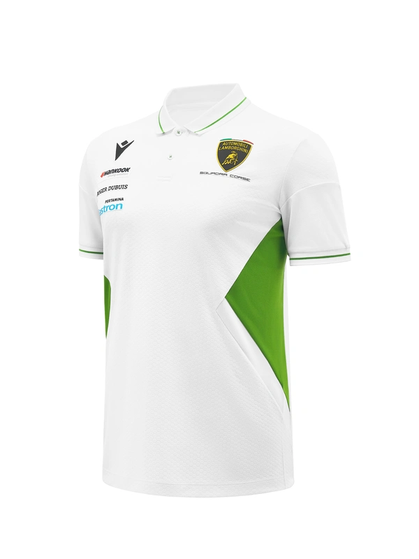 Automobili Lamborghini Squadra Corse men's white polo shirt - Lamborghini Store