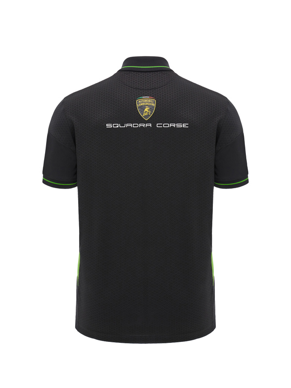 Polo nera da uomo Automobili Lamborghini Squadra Corse - Lamborghini Store