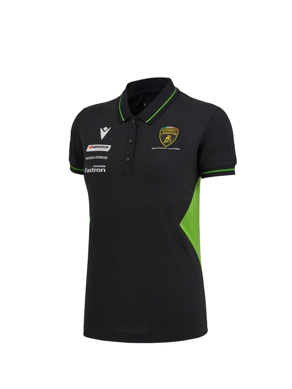 Automobili Lamborghini Squadra Corse women's black polo shirt - Lamborghini Store