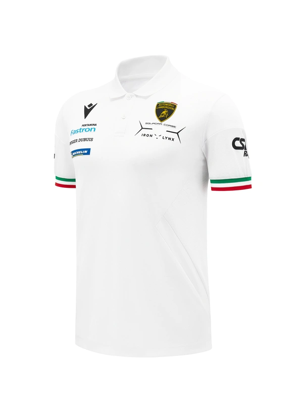 Automobili Lamborghini Squadra Corse men's white polo shirt - Lamborghini Store