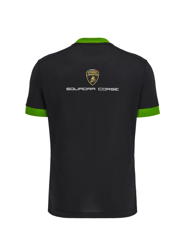 Automobili Lamborghini Squadra Corseメンズ スポーツシャツ（ブラック） - Lamborghini Store