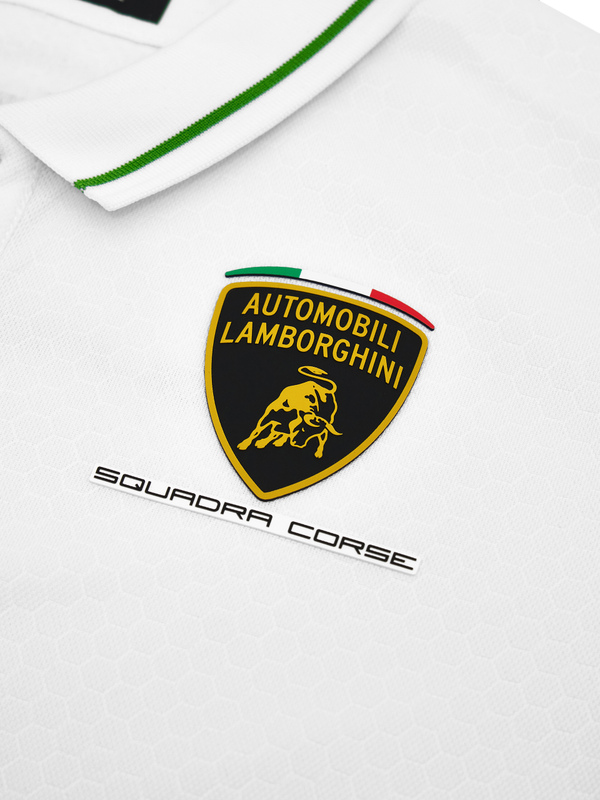 Automobili Lamborghini Squadra Corseキッズ ポロシャツ（ホワイト） - Lamborghini Store