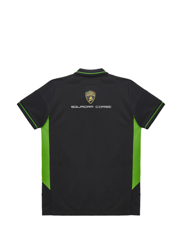 Automobili Lamborghini Squadra Corse kid's black polo shirt - Lamborghini Store