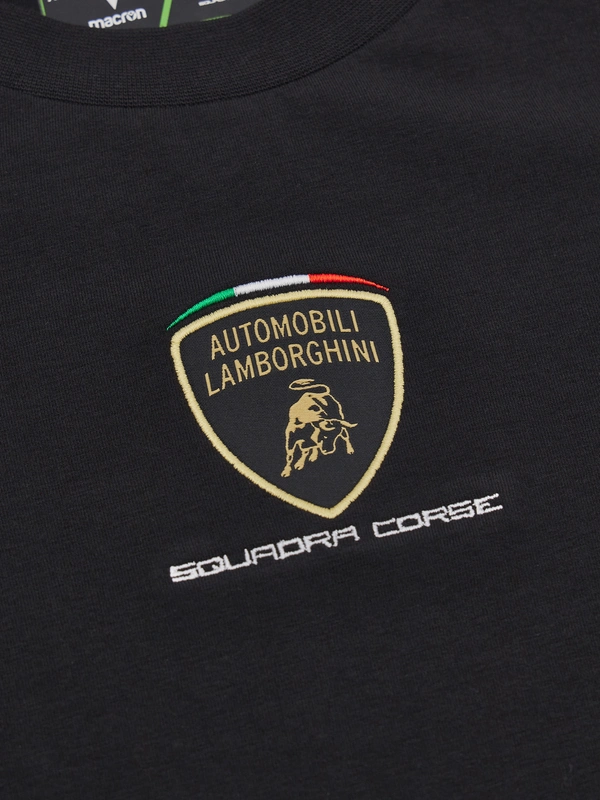 Maglietta sportiva nera tricolore da bambino Automobili Lamborghini Squadra Corse - Lamborghini Store