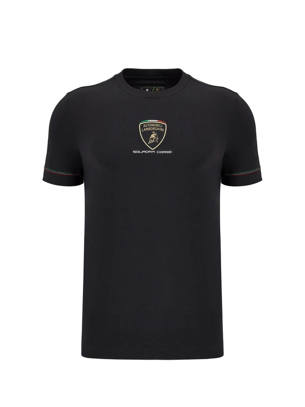 Automobili Lamborghini Squadra Corse camiseta deportiva negra tricolor para hombre - Lamborghini Store