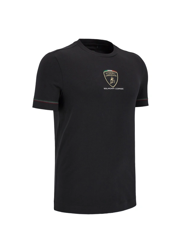 Automobili Lamborghini Squadra Corse schwarzes Trikolore Herren-Sportshirt - Lamborghini Store