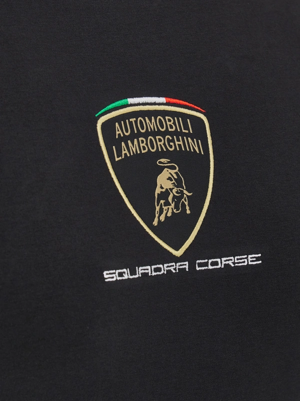 Maglietta sportiva nera tricolore da uomo Automobili Lamborghini Squadra Corse - Lamborghini Store