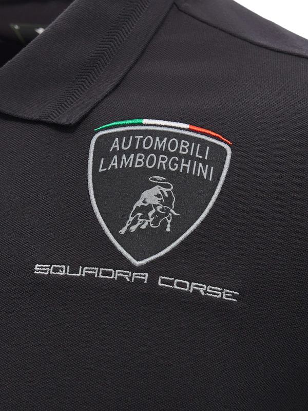 Polo nera da uomo Automobili Lamborghini Squadra Corse - Lamborghini Store