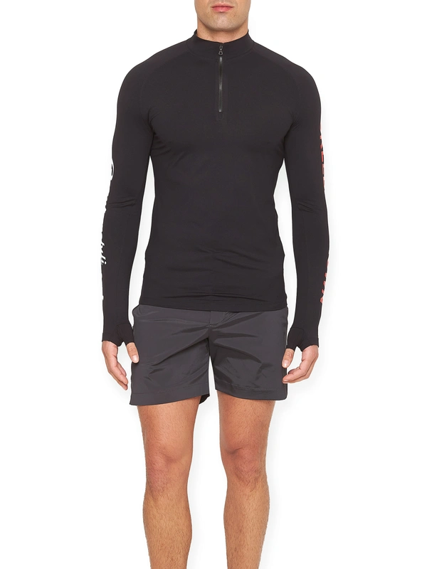 RASH GUARD NOIR DEMI-ZIPPÉ LOGOS ORLEBAR BROWN X AUTOMOBILI LAMBORGHINI - Lamborghini Store