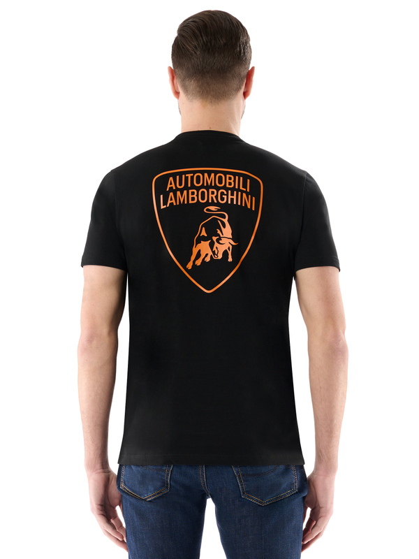 AUTOMOBILI LAMBORGHINI T-SHIRT WITH CONTRASTING SCRIPT LOGO - Lamborghini Store