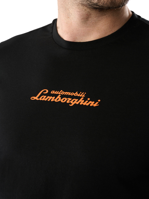 AUTOMOBILI LAMBORGHINI T-SHIRT WITH CONTRASTING SCRIPT LOGO - Lamborghini Store