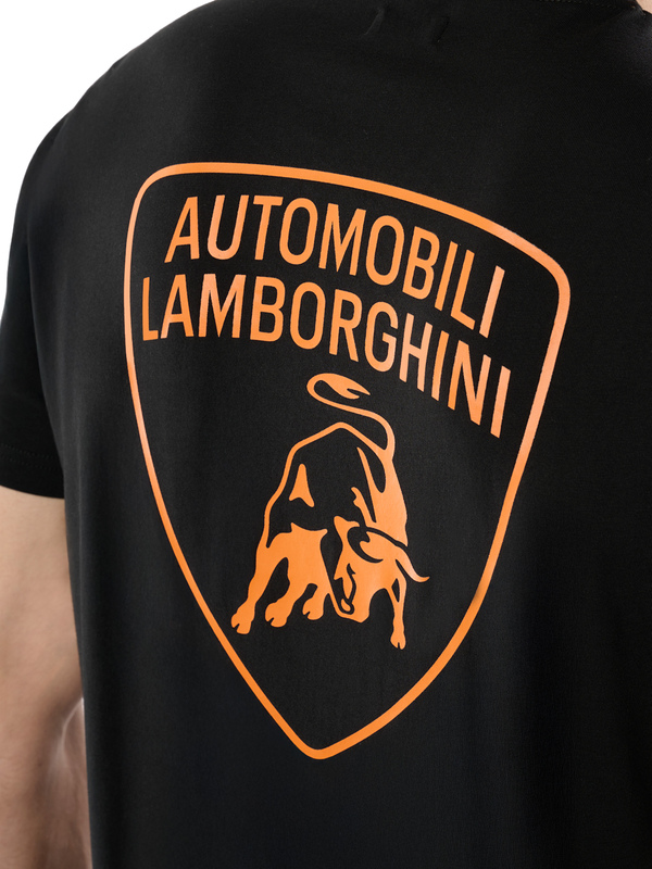AUTOMOBILI LAMBORGHINI T-SHIRT WITH CONTRASTING SCRIPT LOGO - Lamborghini Store